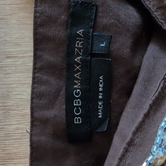BCBG MaxAzria Skirt size large chocolate brown with sequined beaded waistband - Picture 3 of 3
